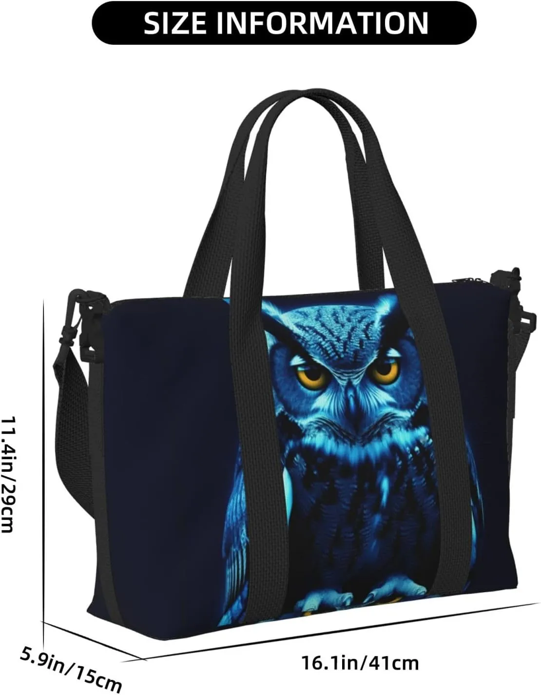 Sports Gym Bag for Women Men Travel Duffel Bag Tote Blue Owl Weekender Bag Canvas Carry on Overnight Bag for Travel Swimming Fitness Workout Sports Duffle Bag