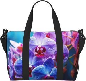 Sports Gym Bag for Women Men Travel Duffel Bag Tote Colorful Orchids Flower Weekender Bag Canvas Carry on Overnight Bag for Travel Swimming Fitness Workout Sports Duffle Bag