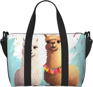 Sports Gym Bag for Women Men Travel Duffel Bag Tote Llama Alpaca Weekender Bag Canvas Carry on Overnight Bag for Travel Swimming Fitness Workout Sports Duffle Bag