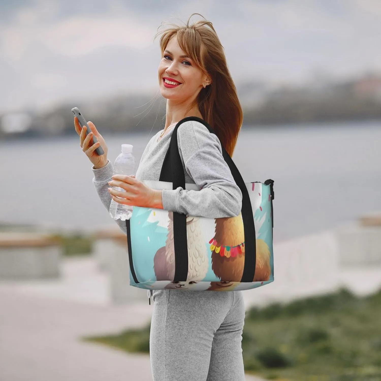 Sports Gym Bag for Women Men Travel Duffel Bag Tote Llama Alpaca Weekender Bag Canvas Carry on Overnight Bag for Travel Swimming Fitness Workout Sports Duffle Bag