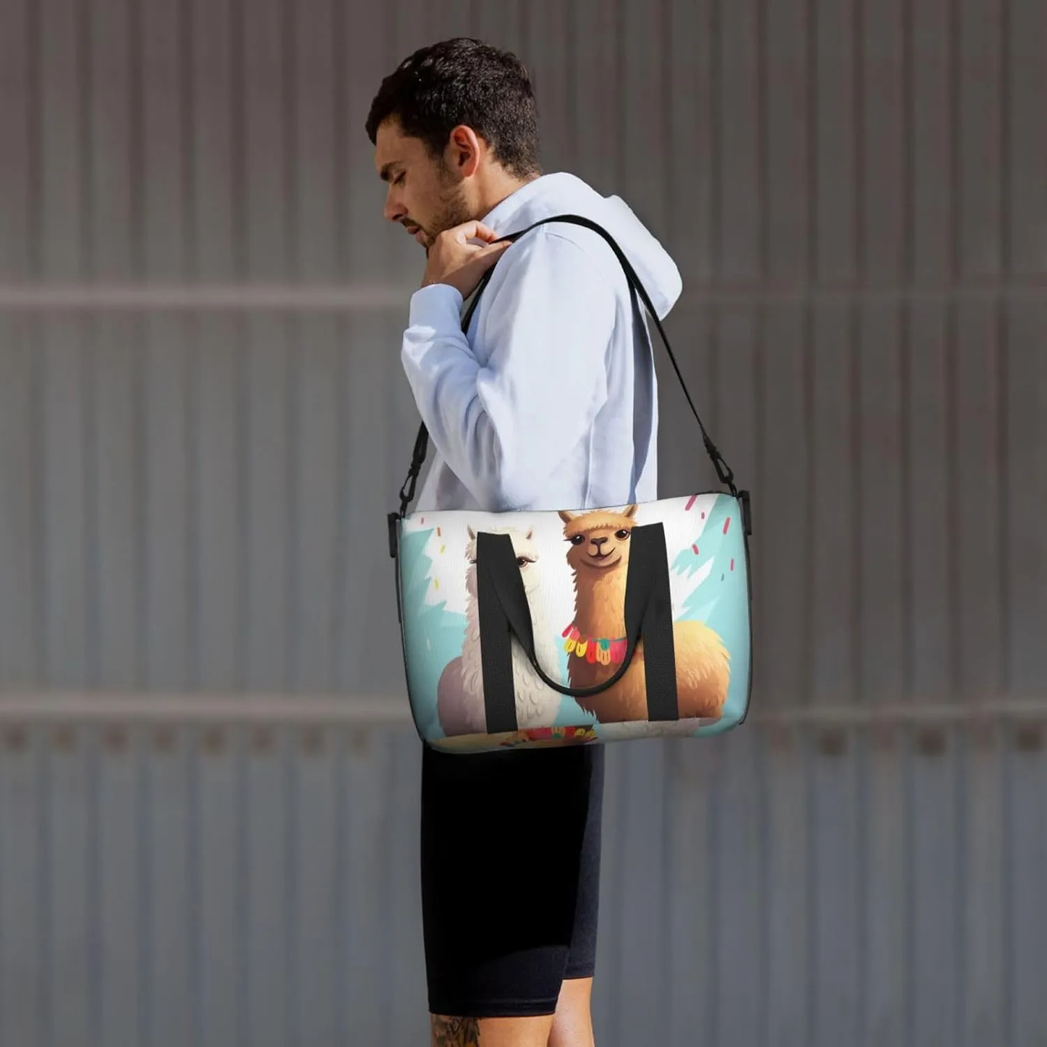 Sports Gym Bag for Women Men Travel Duffel Bag Tote Llama Alpaca Weekender Bag Canvas Carry on Overnight Bag for Travel Swimming Fitness Workout Sports Duffle Bag