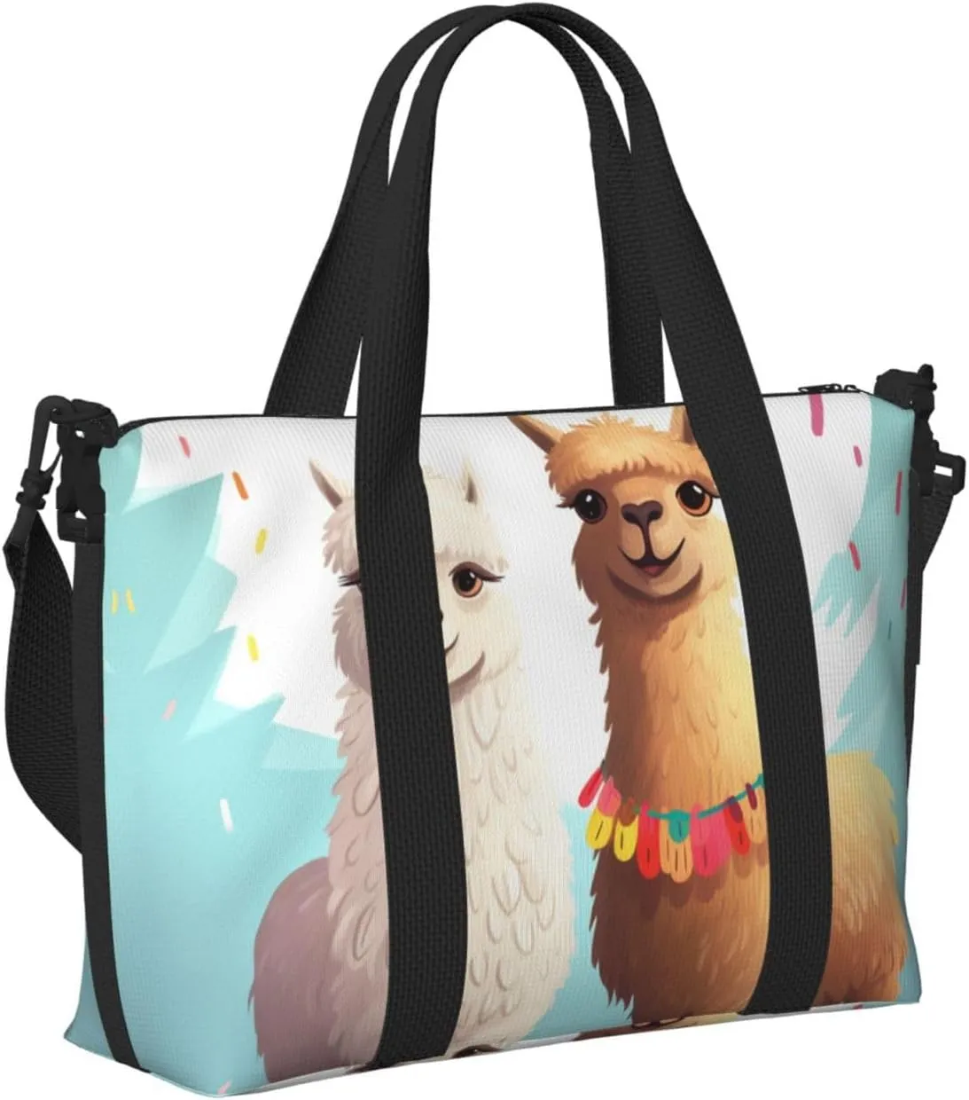 Sports Gym Bag for Women Men Travel Duffel Bag Tote Llama Alpaca Weekender Bag Canvas Carry on Overnight Bag for Travel Swimming Fitness Workout Sports Duffle Bag