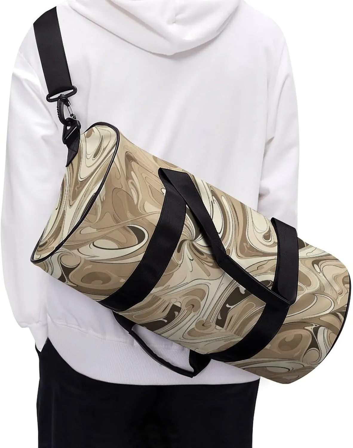 Sports Gym Bag for Women Men Travel Duffel Bag Tote Weekender Bag Abstract Curve Pattern Carry on Overnight Bag for Travel Swimming Fitness Workout Sports Duffle Bag