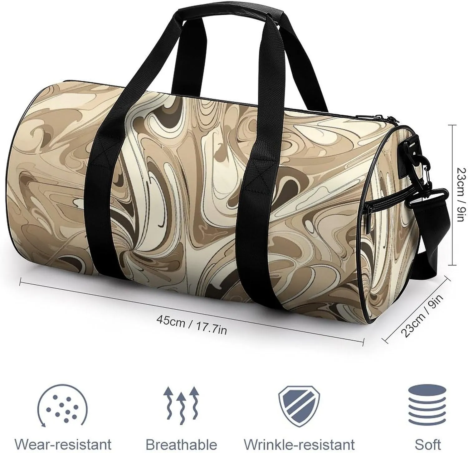 Sports Gym Bag for Women Men Travel Duffel Bag Tote Weekender Bag Abstract Curve Pattern Carry on Overnight Bag for Travel Swimming Fitness Workout Sports Duffle Bag
