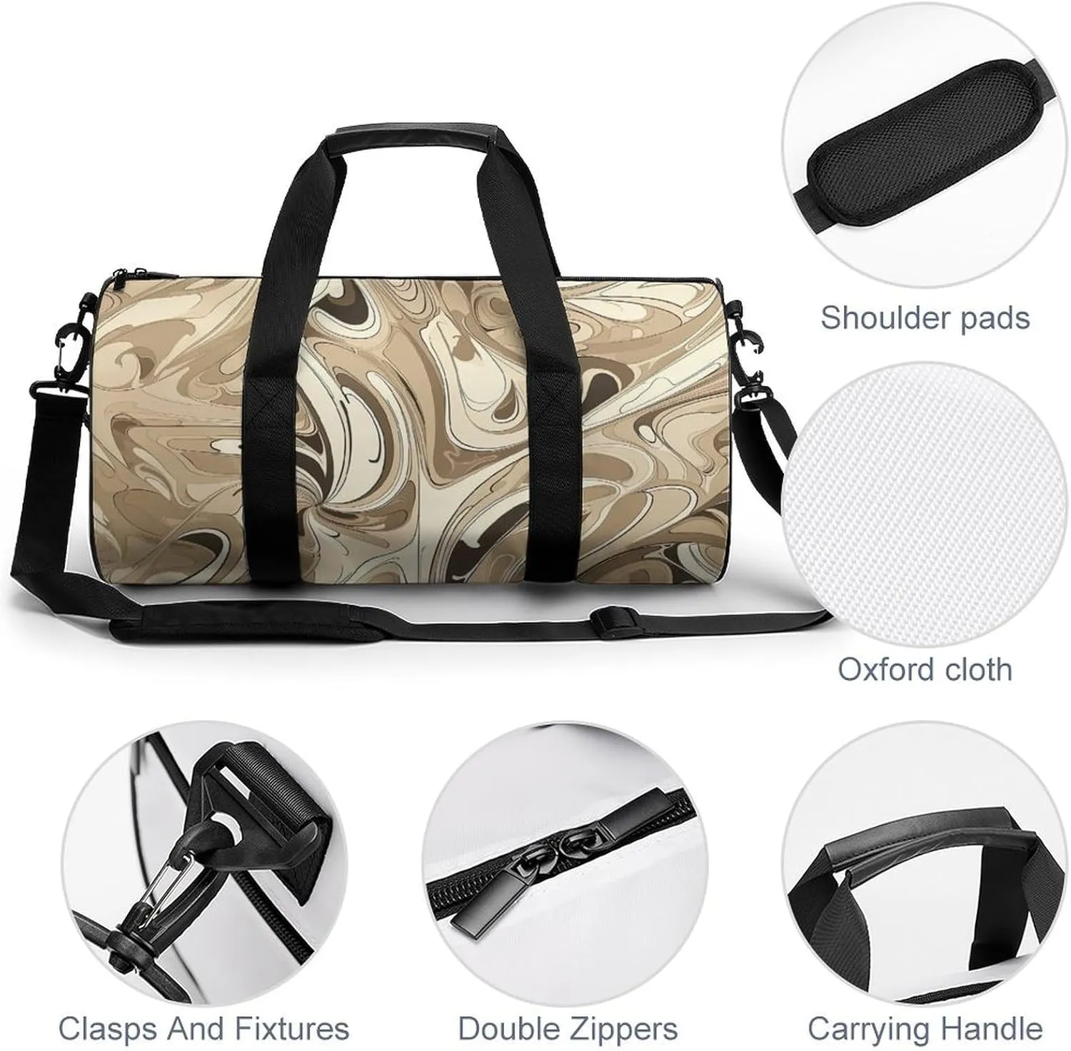 Sports Gym Bag for Women Men Travel Duffel Bag Tote Weekender Bag Abstract Curve Pattern Carry on Overnight Bag for Travel Swimming Fitness Workout Sports Duffle Bag