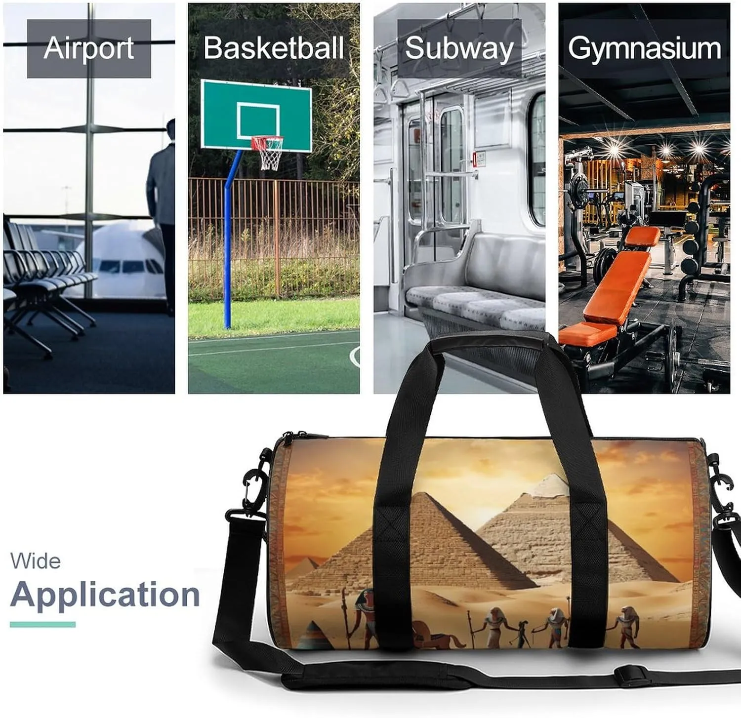 Sports Gym Bag for Women Men Travel Duffel Bag Tote Weekender Bag Ancient Egypt Carry on Overnight Bag for Travel Swimming Fitness Workout Sports Duffle Bag