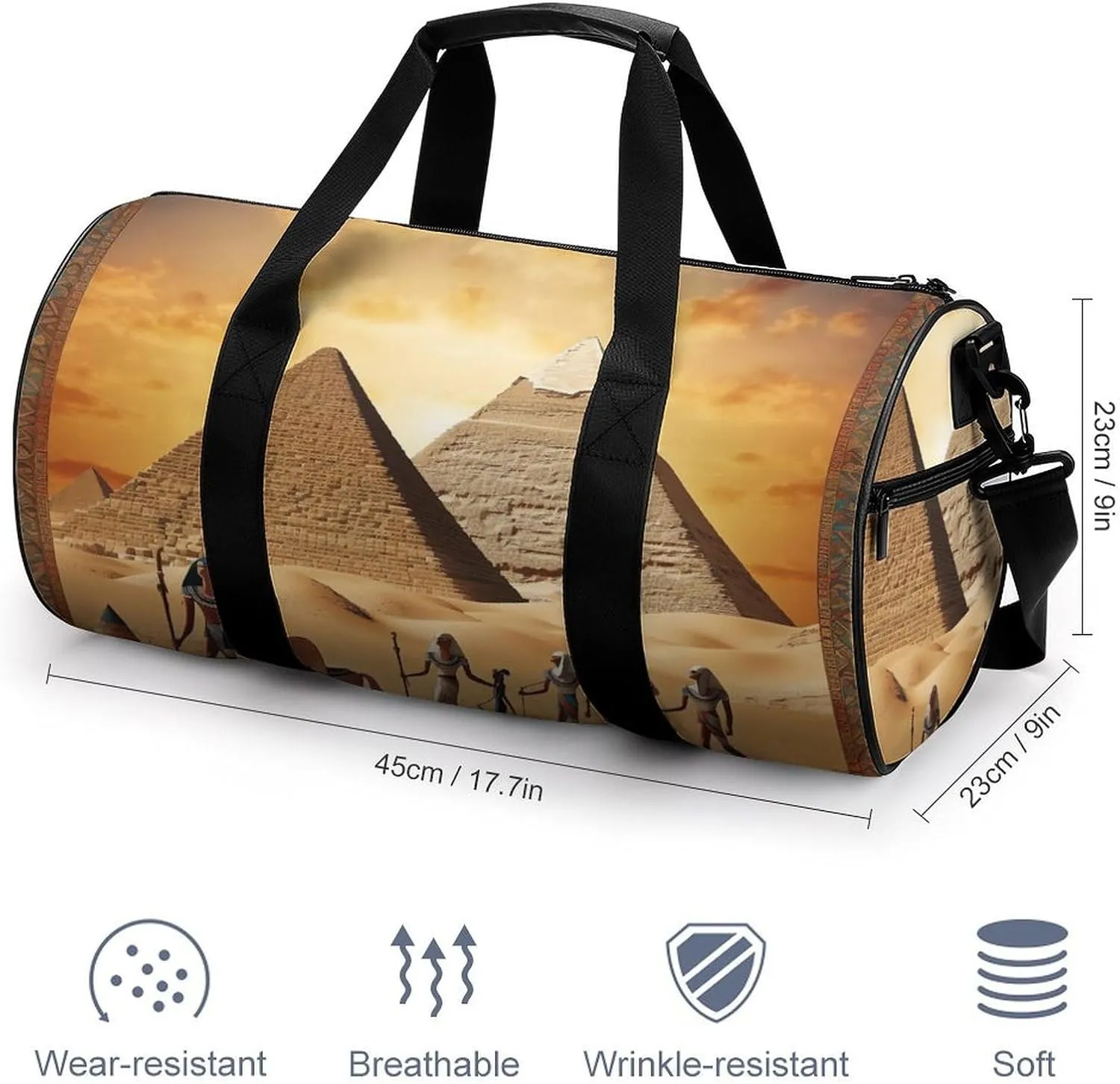 Sports Gym Bag for Women Men Travel Duffel Bag Tote Weekender Bag Ancient Egypt Carry on Overnight Bag for Travel Swimming Fitness Workout Sports Duffle Bag