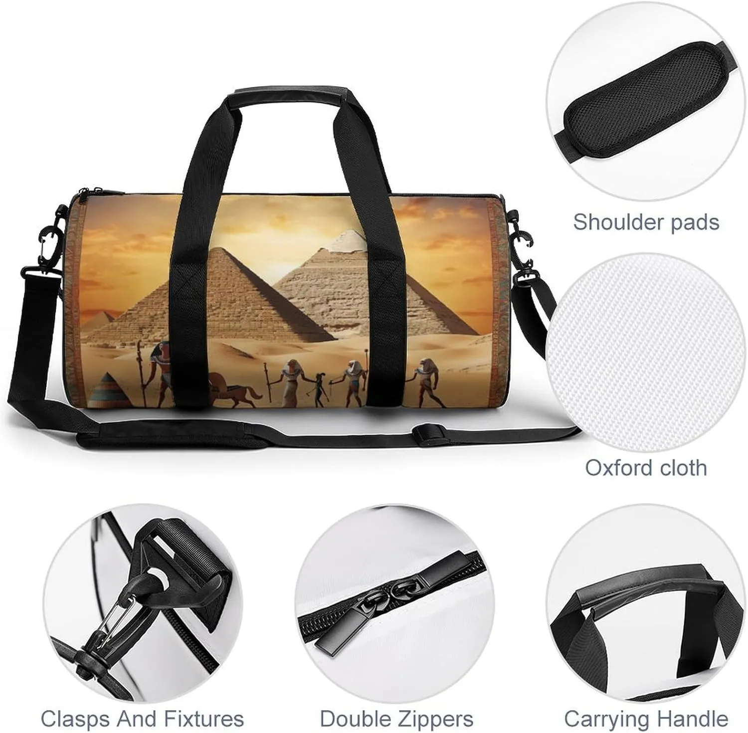 Sports Gym Bag for Women Men Travel Duffel Bag Tote Weekender Bag Ancient Egypt Carry on Overnight Bag for Travel Swimming Fitness Workout Sports Duffle Bag