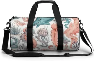 Sports Gym Bag for Women Men Travel Duffel Bag Tote Weekender Bag Colorful Ocean Carry on Overnight Bag for Travel Swimming Fitness Workout Sports Duffle Bag