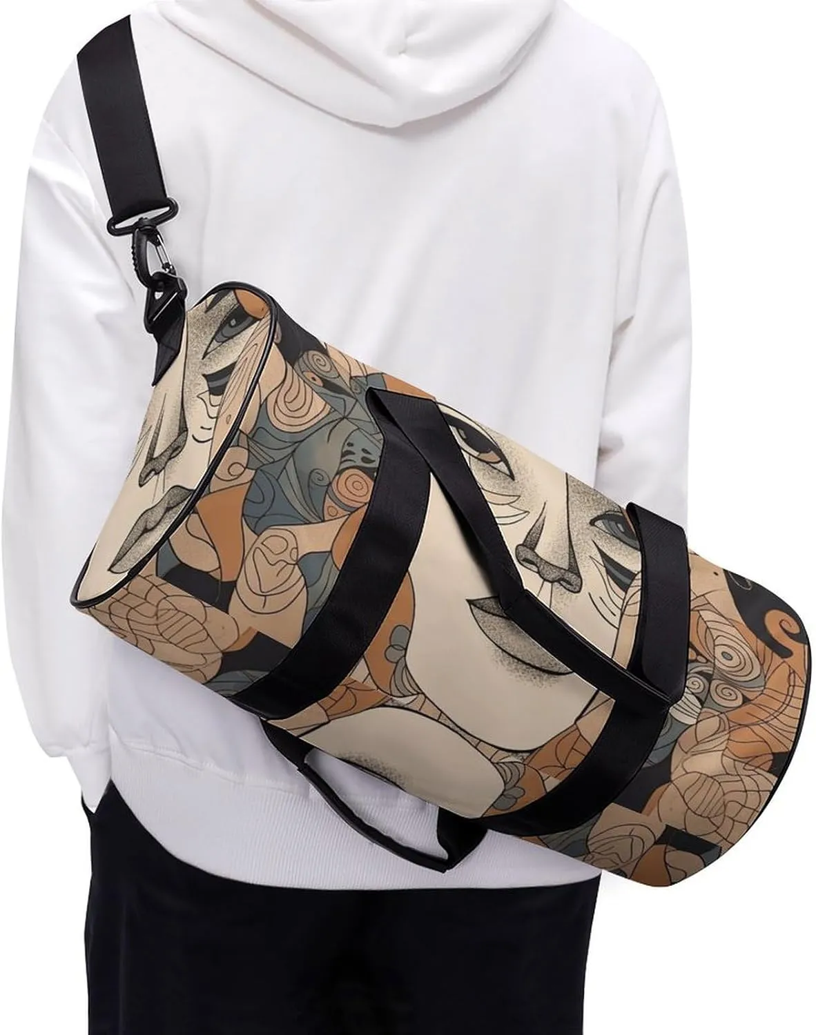 Sports Gym Bag for Women Men Travel Duffel Bag Tote Weekender Bag Female Face Carry on Overnight Bag for Travel Swimming Fitness Workout Sports Duffle Bag