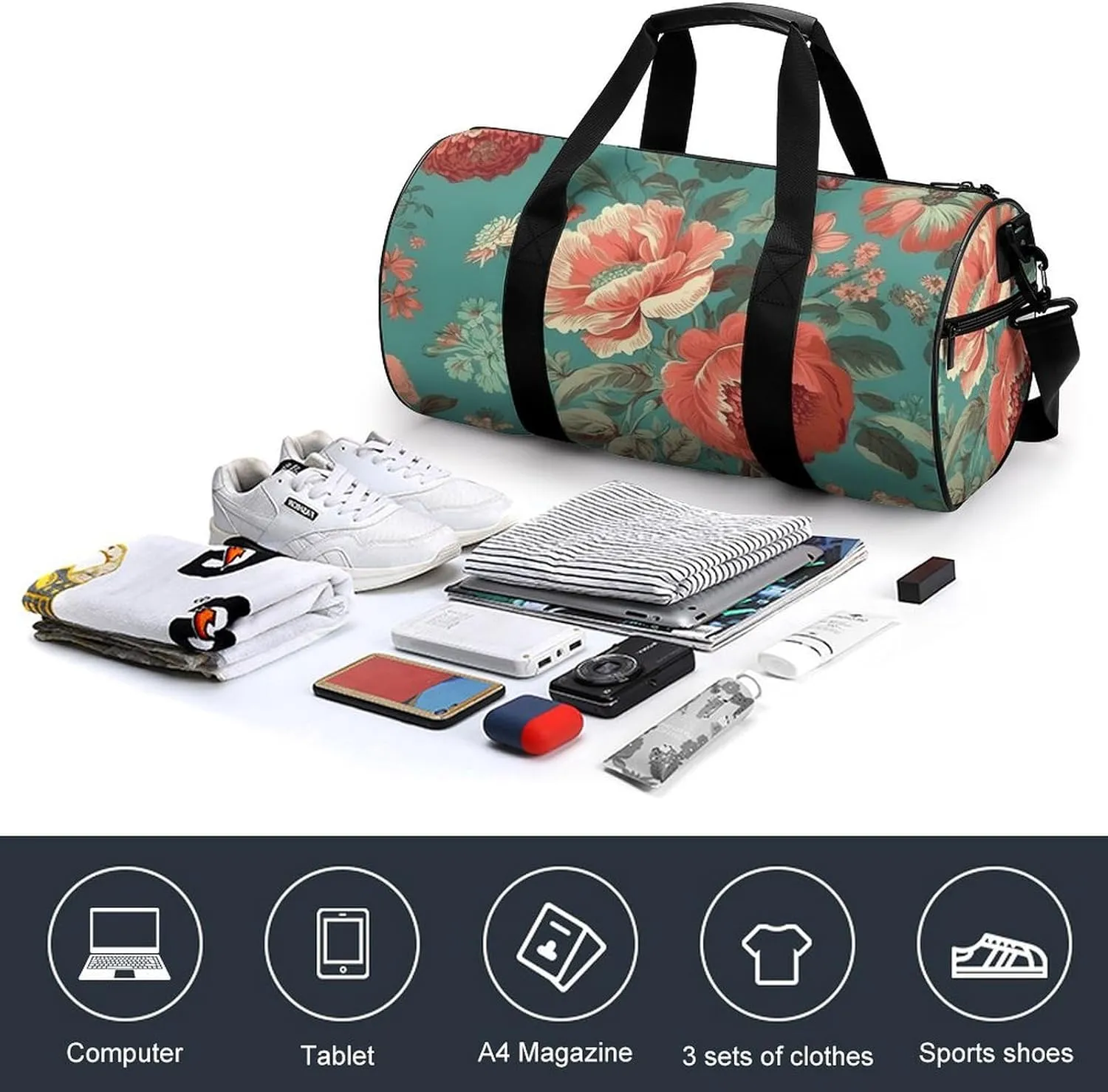 Sports Gym Bag for Women Men Travel Duffel Bag Tote Weekender Bag Pastoral Scenery Pattern Carry on Overnight Bag for Travel Swimming Fitness Workout Sports Duffle Bag