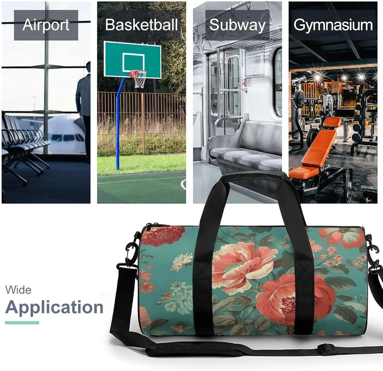 Sports Gym Bag for Women Men Travel Duffel Bag Tote Weekender Bag Pastoral Scenery Pattern Carry on Overnight Bag for Travel Swimming Fitness Workout Sports Duffle Bag