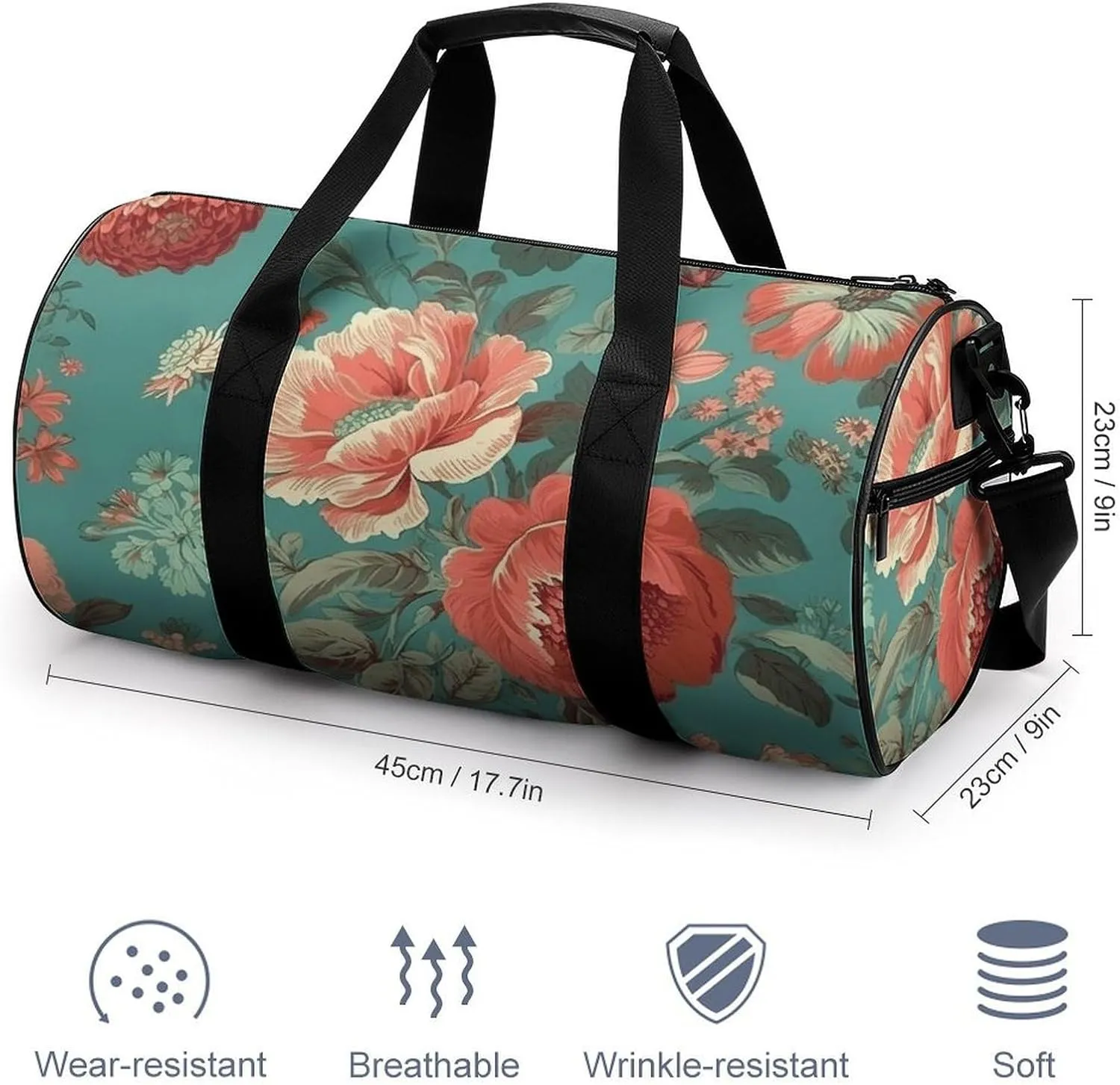 Sports Gym Bag for Women Men Travel Duffel Bag Tote Weekender Bag Pastoral Scenery Pattern Carry on Overnight Bag for Travel Swimming Fitness Workout Sports Duffle Bag