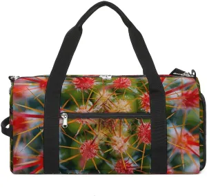 Sports Gym Bag for Women Men with Shoe And Wet Compartment Travel Duffel Bag Cactus Thorns Photos Weekender Bag Carry on Overnight Bag for Swimming Fitness Workout Sport Duffle Bag
