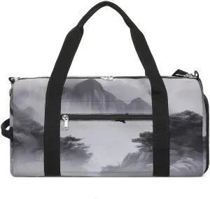 Sports Gym Bag for Women Men with Shoe And Wet Compartment Travel Duffel Bag Mist And Birds Weekender Bag Carry on Overnight Bag for Swimming Fitness Workout Sport Duffle Bag