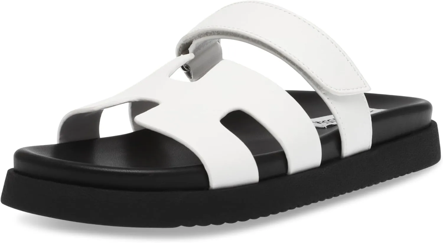 Steve Madden Women's Mayven Slide Sandal, White Leather, 8.5