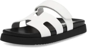 Steve Madden Women's Mayven Slide Sandal, White Leather, 8.5