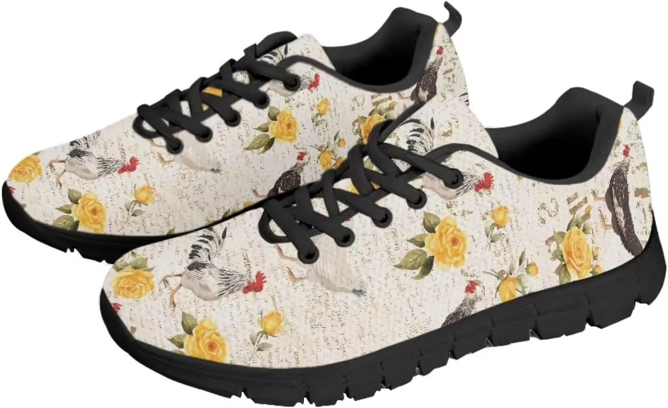 SYtrade Fashion Tennis Shoes for Women Print Slip On Running Sneakers Flat Canvas Shoes Black Sole
