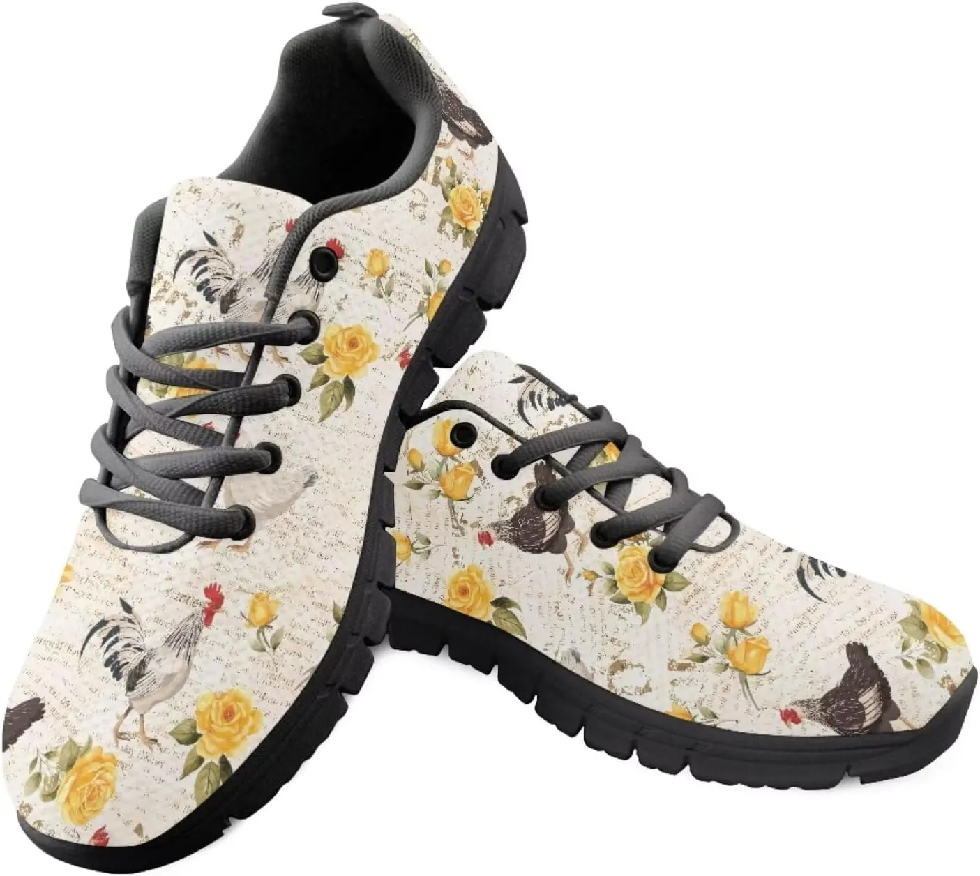 SYtrade Fashion Tennis Shoes for Women Print Slip On Running Sneakers Flat Canvas Shoes Black Sole