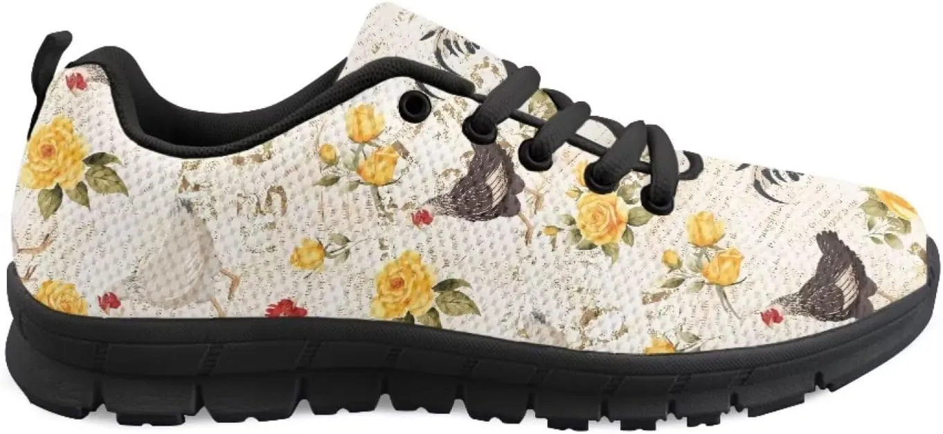 SYtrade Fashion Tennis Shoes for Women Print Slip On Running Sneakers Flat Canvas Shoes Black Sole