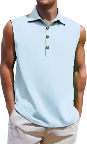 Tank Tops Men Sleeveless Summer Beach Casual Button Up Muscle Linen Cotton Loose Fit Undershirts Gym Big and Tall Vest