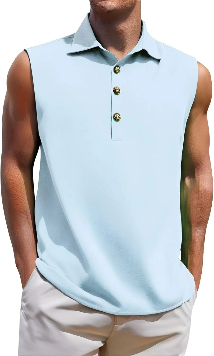 Tank Tops Men Sleeveless Summer Beach Casual Button Up Muscle Linen Cotton Loose Fit Undershirts Gym Big and Tall Vest