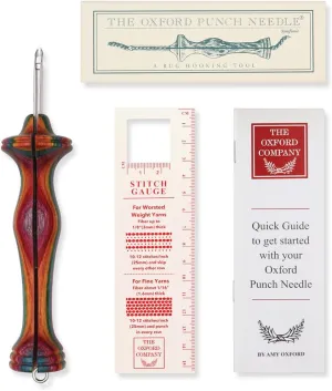 The Oxford Punch Needle #14 (1/8 inch Loop) Fine Point Punch Needle | Patented Design | Ergonomic Colorful Symfonie Wood Handle | Electropolished Steel Tip | Ideal for Rug Hooking