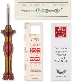 The Oxford Punch Needle #9 (3/8 inch Loop) Regular Point | Ergonomically Designed Colorful Symfonie Wood Handle | Electropolished Steel Tip | Ideal for Punch Needle Rug Hooking
