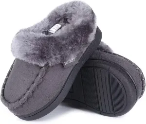 Toddler Kids House Shoes Slippers with Memory Foam Fuzzy and Warm Cozy Comfort Fleece Clog Slip On Sole Protection for Boys Girls Indoor Outdoor