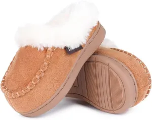 Toddler Kids House Shoes Slippers with Memory Foam Fuzzy and Warm Cozy Comfort Fleece Clog Slip On Sole Protection for Boys Girls Indoor Outdoor
