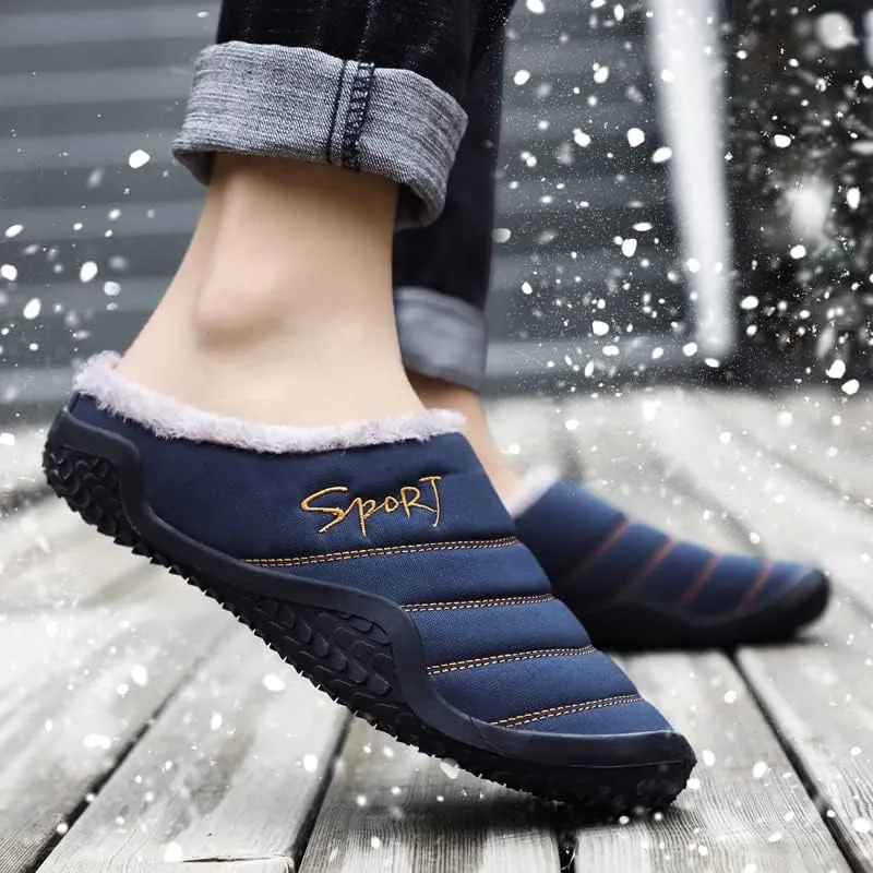 Tongzone Slippers for Men Water Resistant Moccasin Style House Mens Slippers Plush Lining Anti-Skid Indoor Outdoor Slip on Shoes