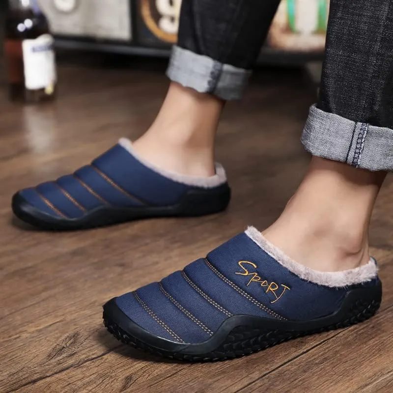 Tongzone Slippers for Men Water Resistant Moccasin Style House Mens Slippers Plush Lining Anti-Skid Indoor Outdoor Slip on Shoes