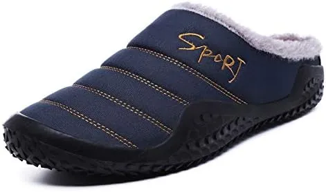 Tongzone Slippers for Men Water Resistant Moccasin Style House Mens Slippers Plush Lining Anti-Skid Indoor Outdoor Slip on Shoes