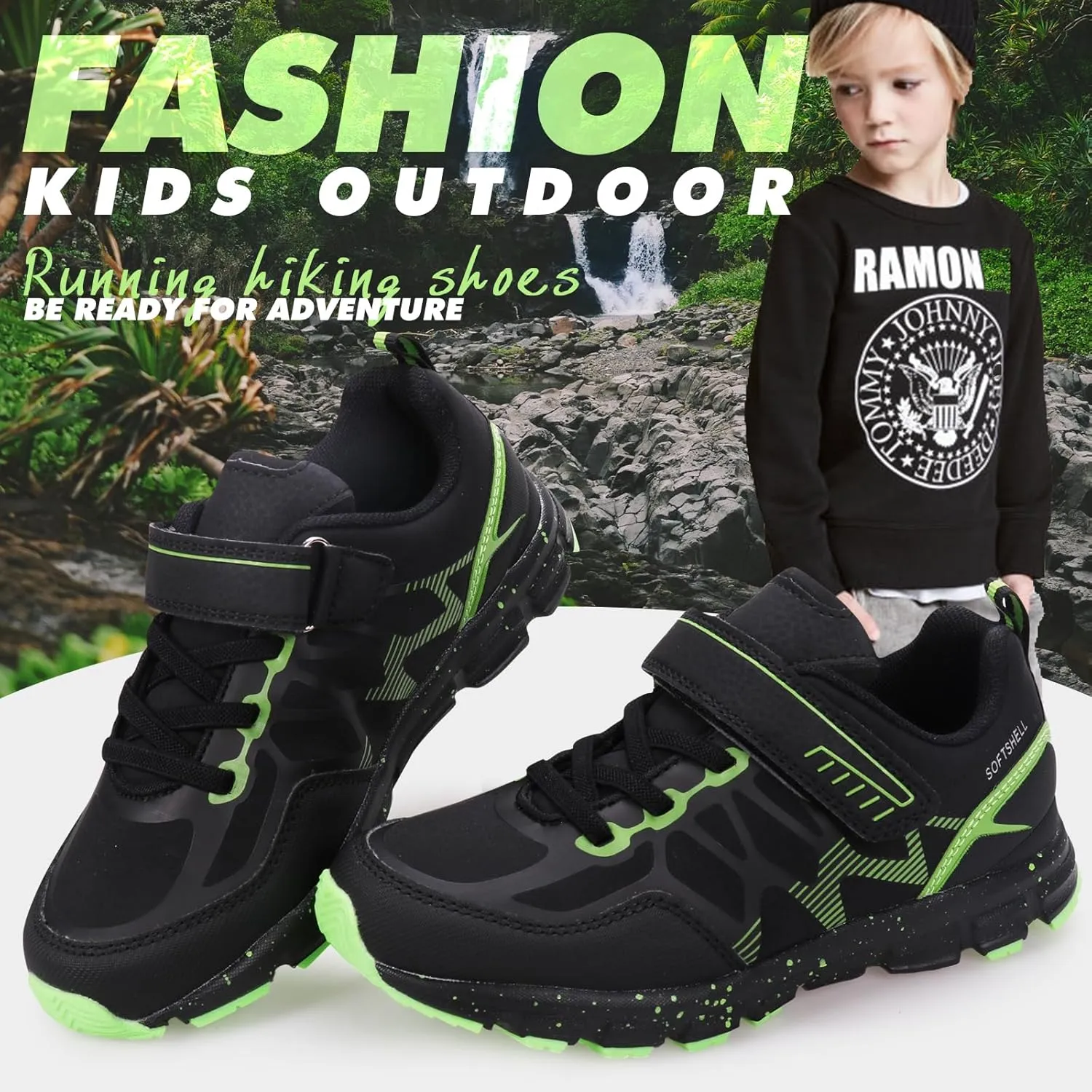 UOVO Boys Shoes Water Resistant Hiking Boots Kids Outdoor Walking Shoes Non Slip Ankle Athletic Sneaker Anti Collision Size 9.5 Toddler to 4.5 Big Kids