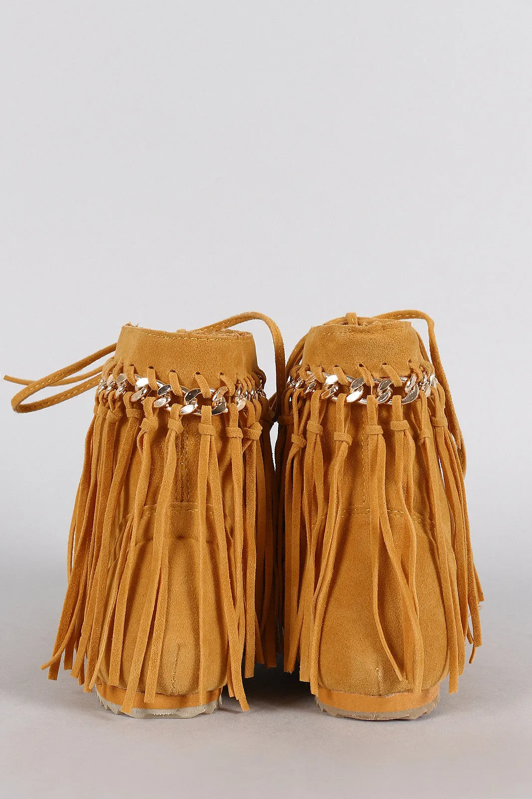 Up Best-in-class Flat Bamboo Efficient Fringe Suede Lace Booties Chain Link Moccasin