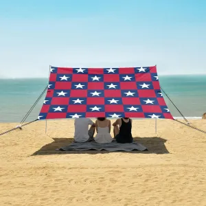 USA Patriotic Pattern Beach Camping Tent Sun Shelter for Whole Family, Beach Shade Canopy with UPF50  UV Protection,Easy Set Up and Carry,Outdoor Shade for Trips, Fishing, Backyard Fun Picnics