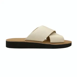 VENUS: Vegan Leather Slides (41-42 Wide) Cream