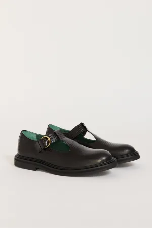 Vinnee T-Strap Derby Black Lizard Pattern Womens