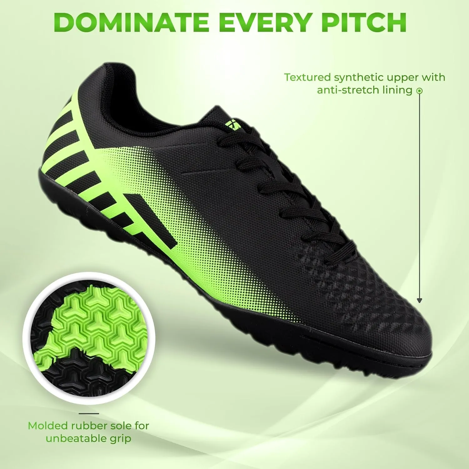Vizari Santos Turf Soccer Shoes for Boys and Girls| Athletic Turf Shoes with Durable Two Color Synthetic Upper | Youth Football Turf Shoes with Molded Rubber Oursole | Superior Traction on Turf Ground