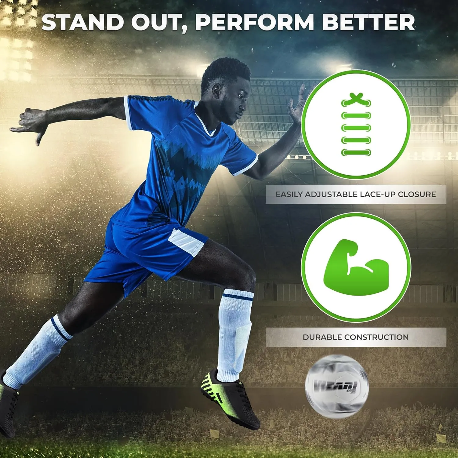 Vizari Santos Turf Soccer Shoes for Boys and Girls| Athletic Turf Shoes with Durable Two Color Synthetic Upper | Youth Football Turf Shoes with Molded Rubber Oursole | Superior Traction on Turf Ground