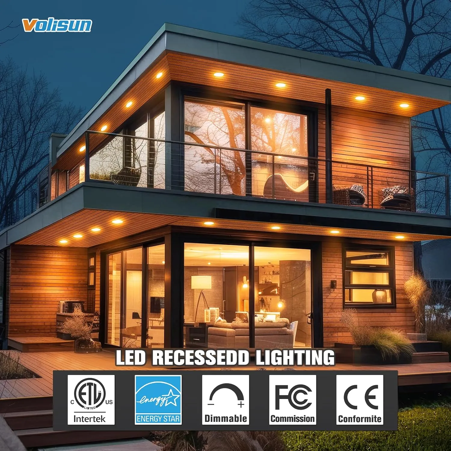 VOLISUN 24 Pack 6 inch Recessed Lighting, 5CCT LED Black Recessed Light, 2700K-5000K Selectable, 13W Eqv 120W, 1080LM Dimmable Canless Wafer Downlight, LED Ceiling Light ETL Certificated