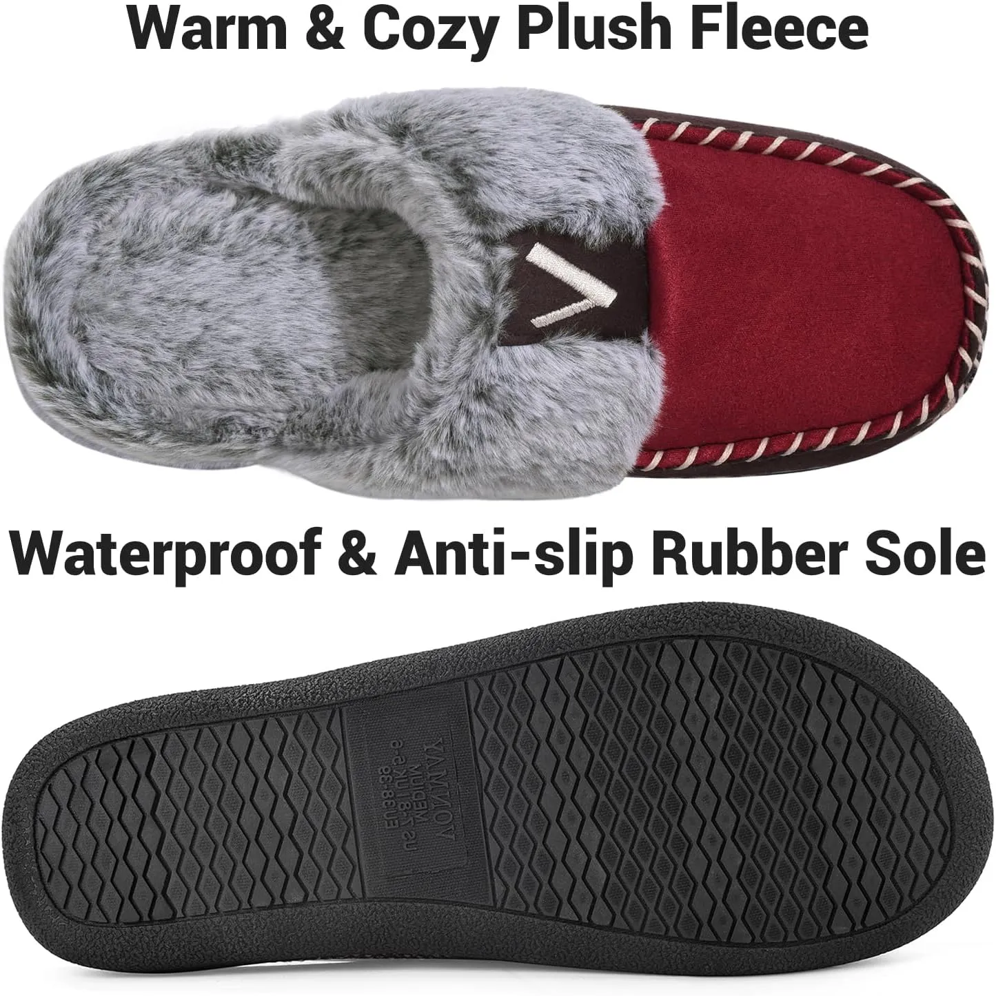 VONMAY Women's Memory Foam Slippers Moccasin Slip-on Scuff House Shoes Fuzzy Faux Fur Lining Indoor Outdoor for All Seasons
