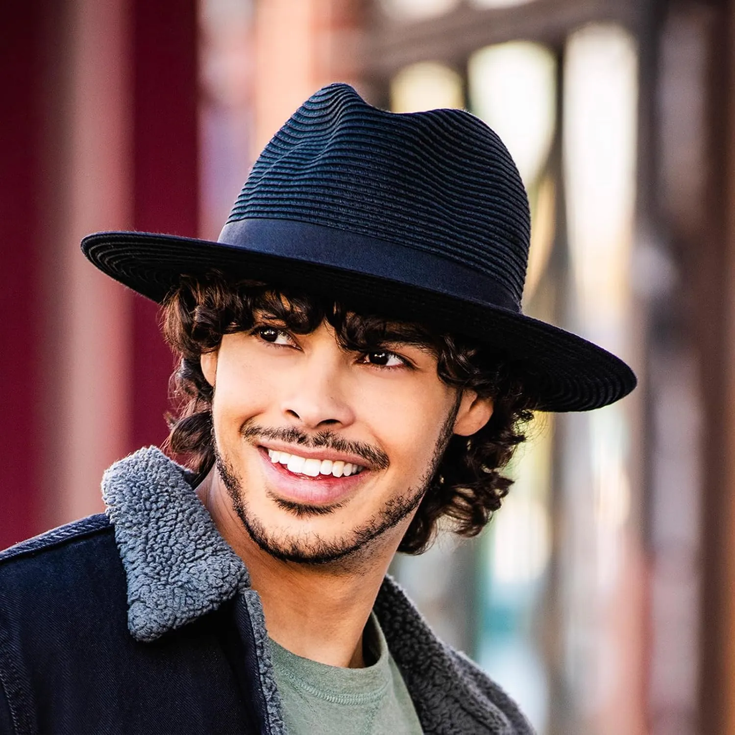 Wallaroo Hat Company Men’s Palm Beach Fedora – UPF 50  UV Sun Protection, Wide Brim Sun Hat, Packable Design, Adjustable Size