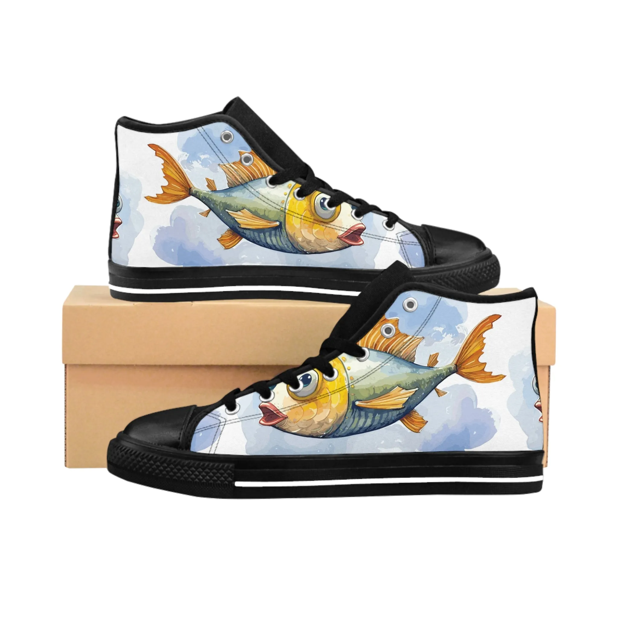 Watercolor Flying Fish Women's Classic Sneakers