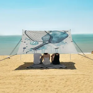 Watercolor Pickleball Paddle Beach Camping Tent Sun Shelter for Whole Family, Beach Shade Canopy with UPF50  UV Protection,Easy Set Up and Carry,Outdoor Shade for Trips, Fishing, Backyard Fun P