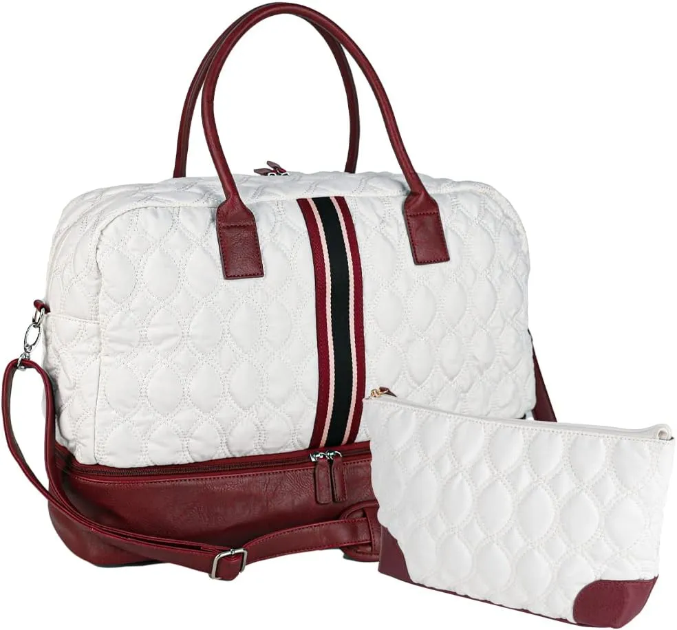 Weekender Overnight Bag for Women - Large Travel Duffel with Adjustable Strap, Toiletry Bag, Shoe Compartment & Carry On Tote for Sports, Gym & Hospital Use