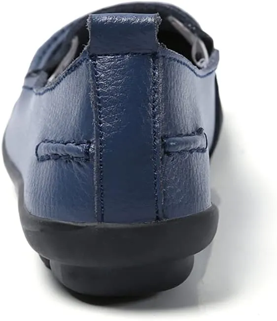 WERWAES Ladies Moccasin Shoes Comfortable Leather Loafers Wild Fashion Soft Shoes Nurse Breathable Driving Shoes