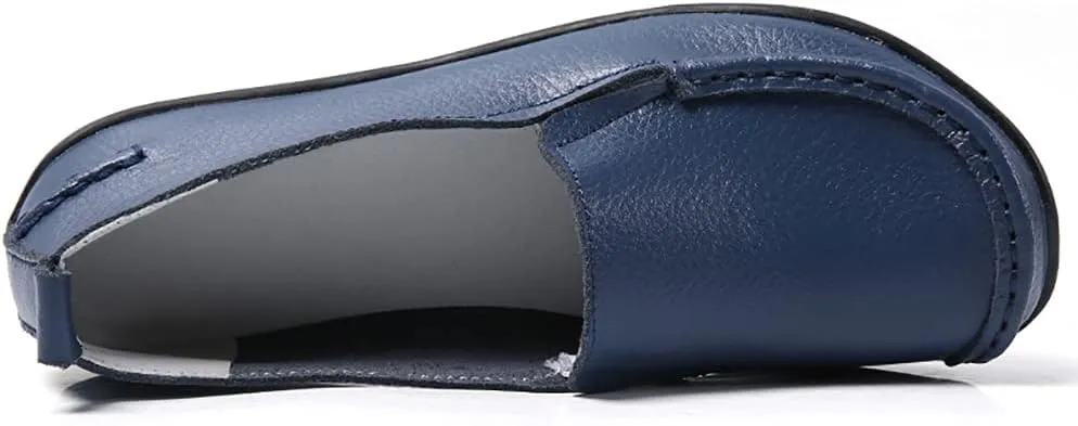 WERWAES Ladies Moccasin Shoes Comfortable Leather Loafers Wild Fashion Soft Shoes Nurse Breathable Driving Shoes