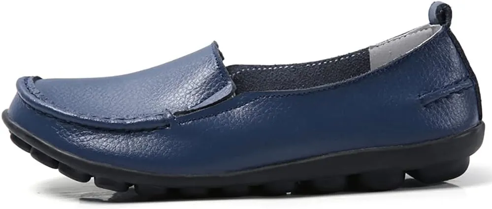 WERWAES Ladies Moccasin Shoes Comfortable Leather Loafers Wild Fashion Soft Shoes Nurse Breathable Driving Shoes