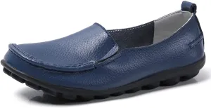WERWAES Ladies Moccasin Shoes Comfortable Leather Loafers Wild Fashion Soft Shoes Nurse Breathable Driving Shoes